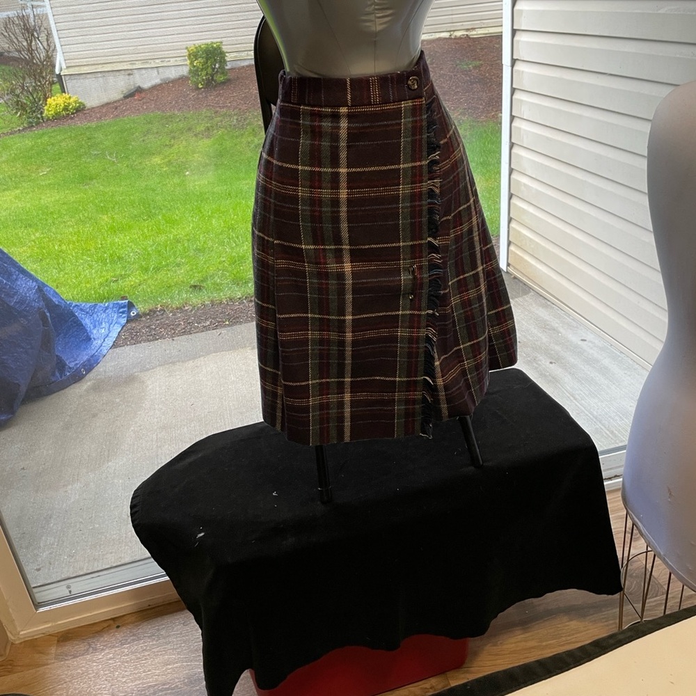 Women’s EVAN PICONE Wool Kilted Multicolor Plaid A-Line Skirt Sz 10